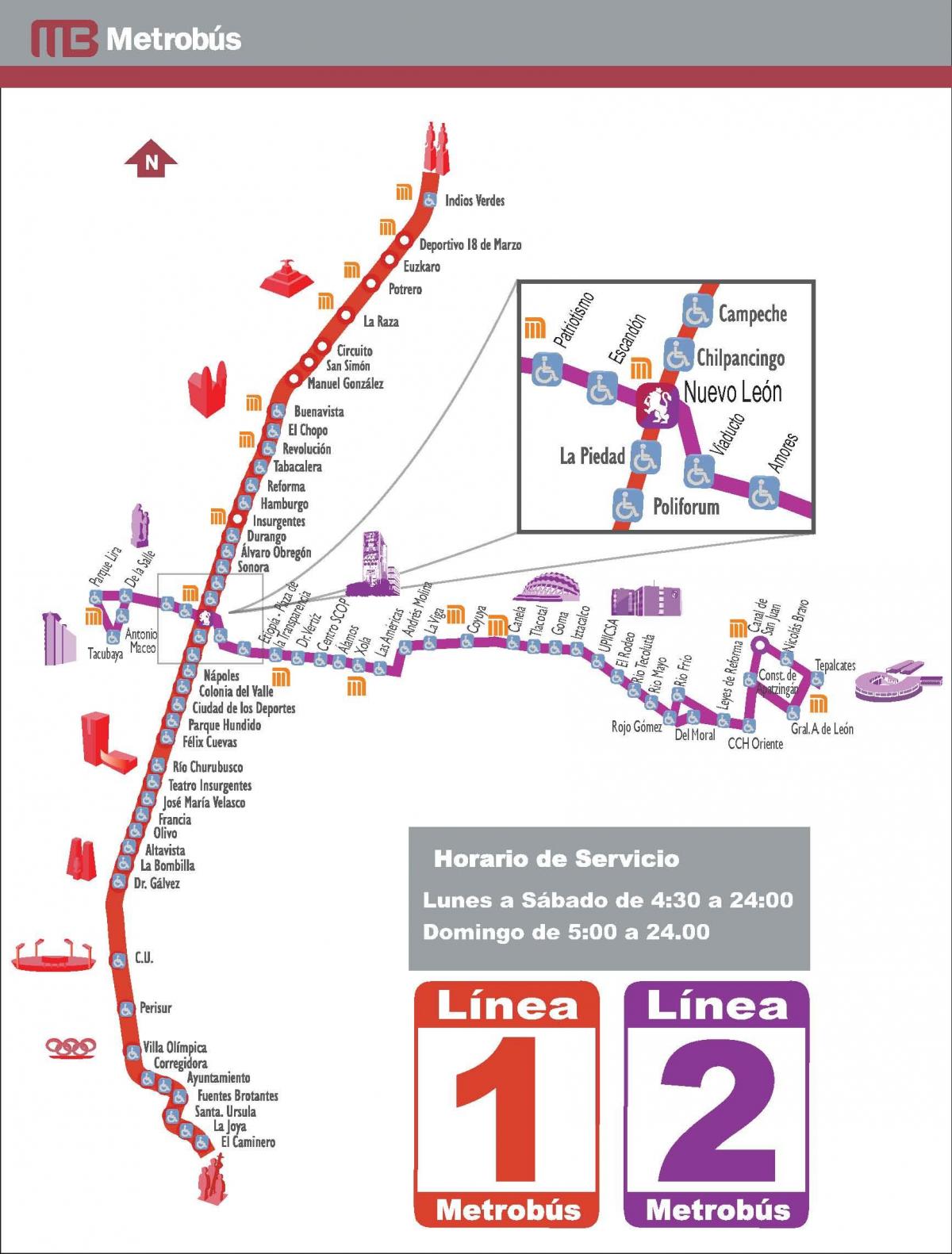 карта метробуса Мексико сити 
