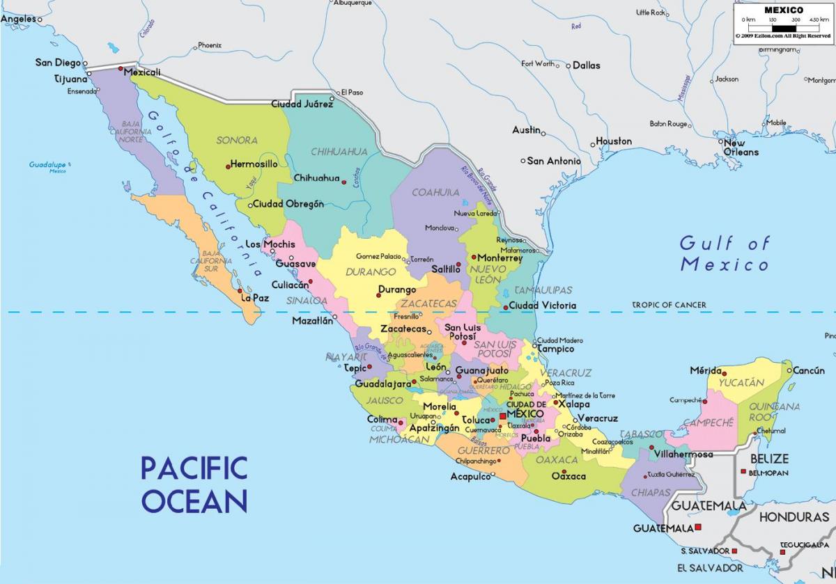 карта на Мексико сити на държавата
