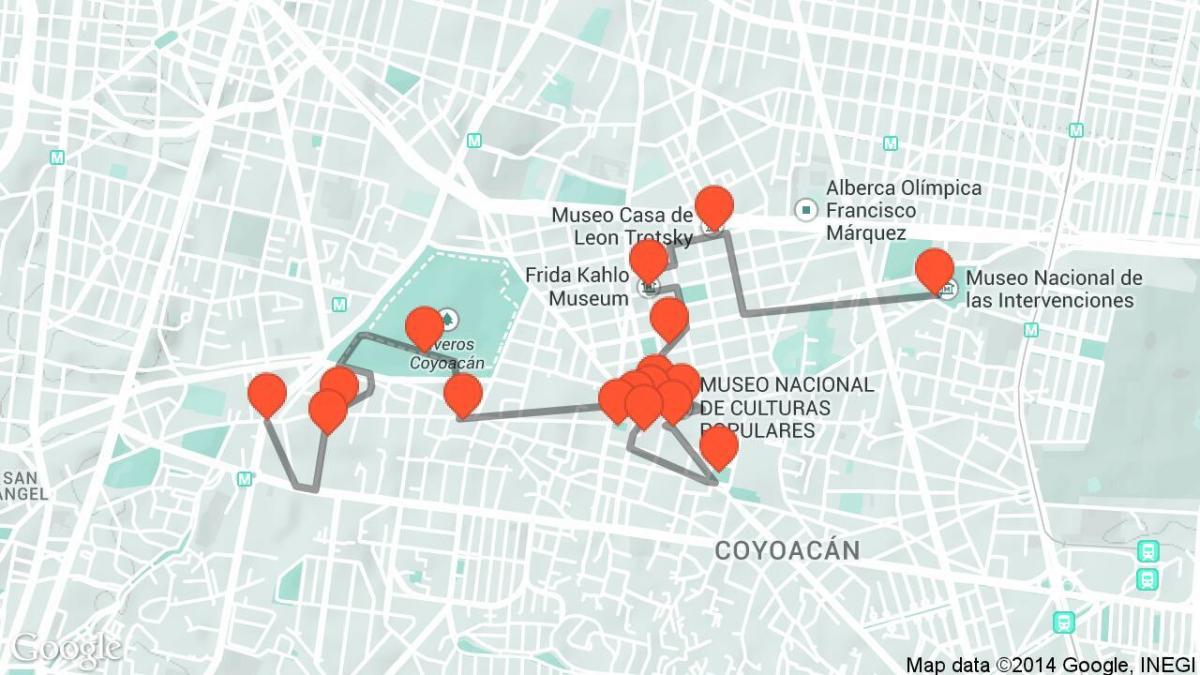 карта пешеходна обиколка на Мексико сити