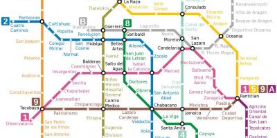 Мексико сити на картата на метрото